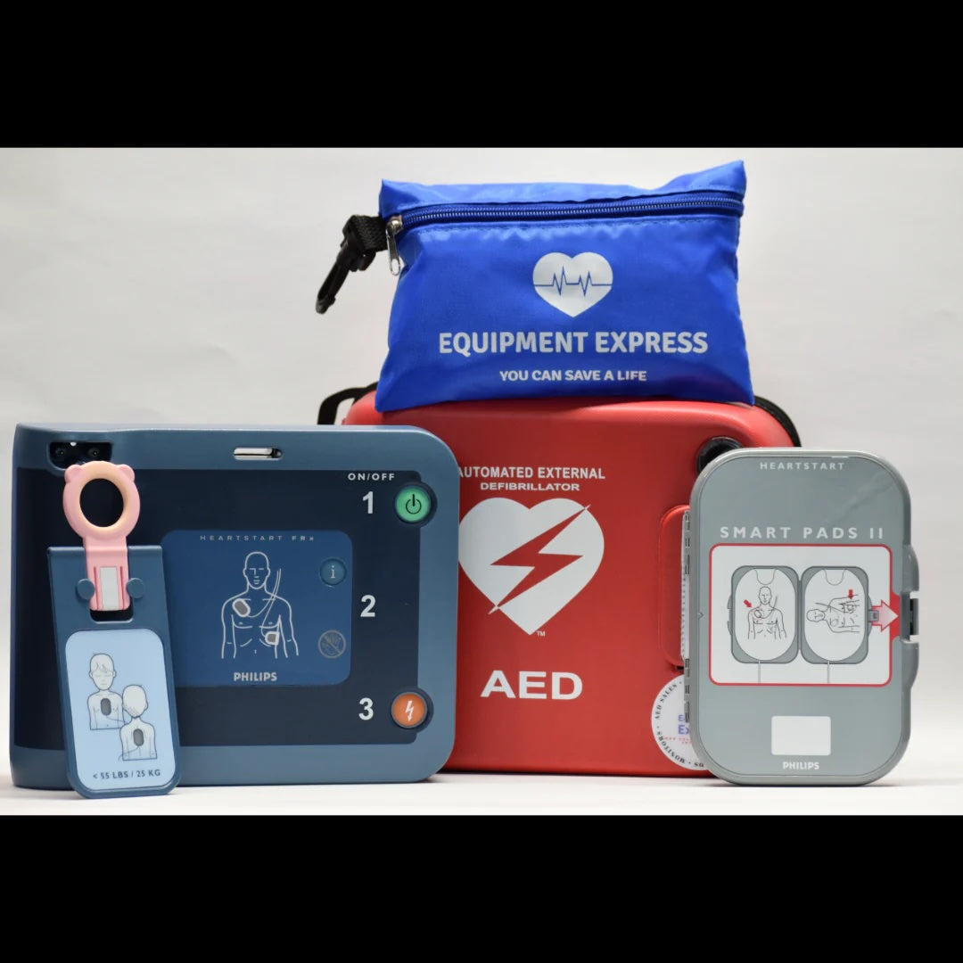 Photo of a refurbished Philips Heartstart FRx AED Kit from Equipment Express