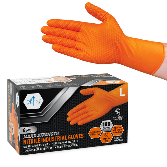 🧤 Disposable Gloves for Cleaning & Industrial Use (Black & Orange 8 Mil Gloves)