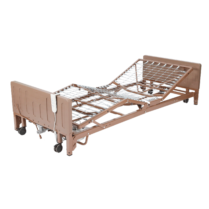Dynarex 10408 full electric Hi/Low homecare bed frame; full rails and tri-layer mattress included in 10408-FRTL package
