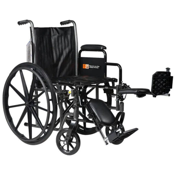 Dynarex 10228 DynaRide Series 2 Wheelchair, 20 x 16 in, Detachable Full Arms & Swing-Away Footrests