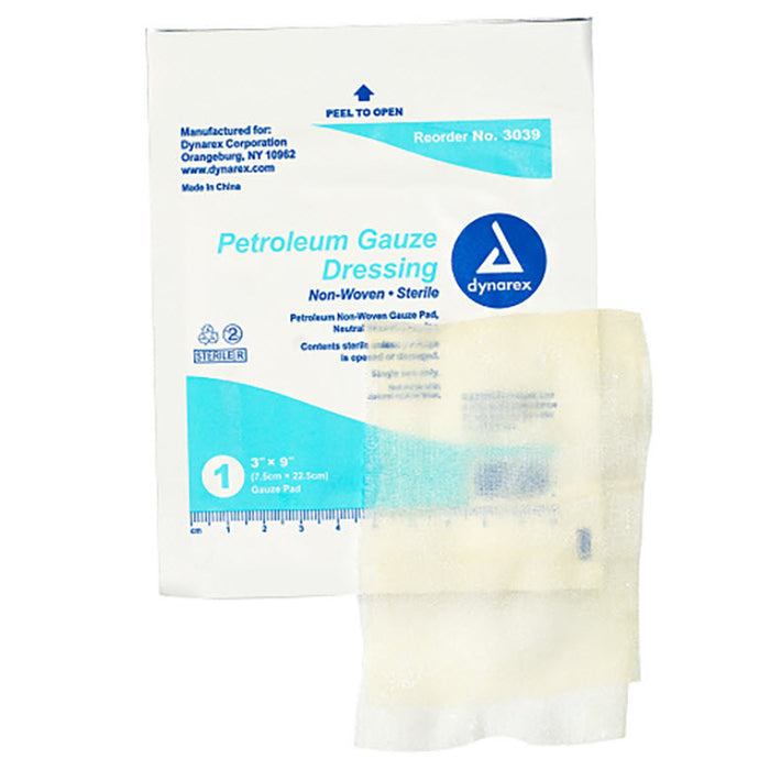 Dynarex 3039 Petroleum Gauze Dressing, 3" x 9"
