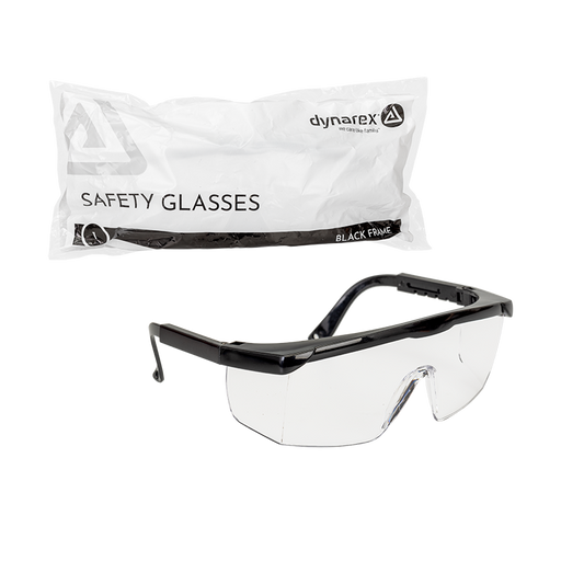 Dynarex 2198 Safety Glasses, Black frame
