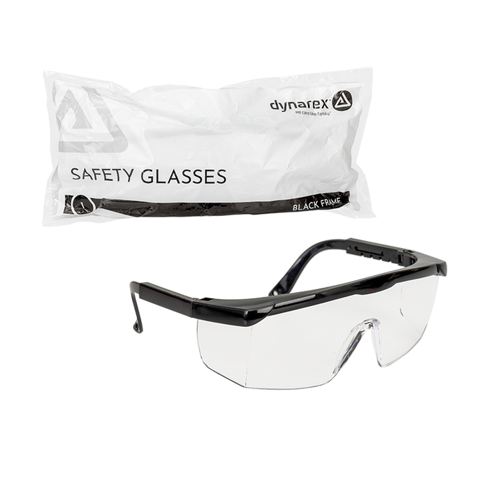 Dynarex 2198 Safety Glasses, Black frame