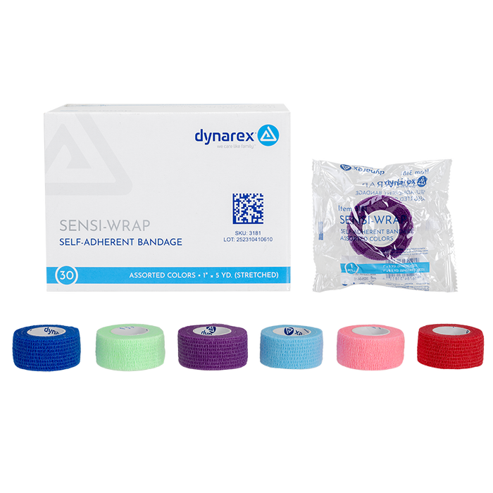 Dynarex 3181 Sensi Wrap, Self-Adherent, 1" x 5 yd Assorted (5/color)