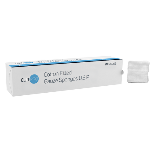 Dynarex 3249 Cotton Filled Gauze Sponge U.S.P., 2" x 2"
