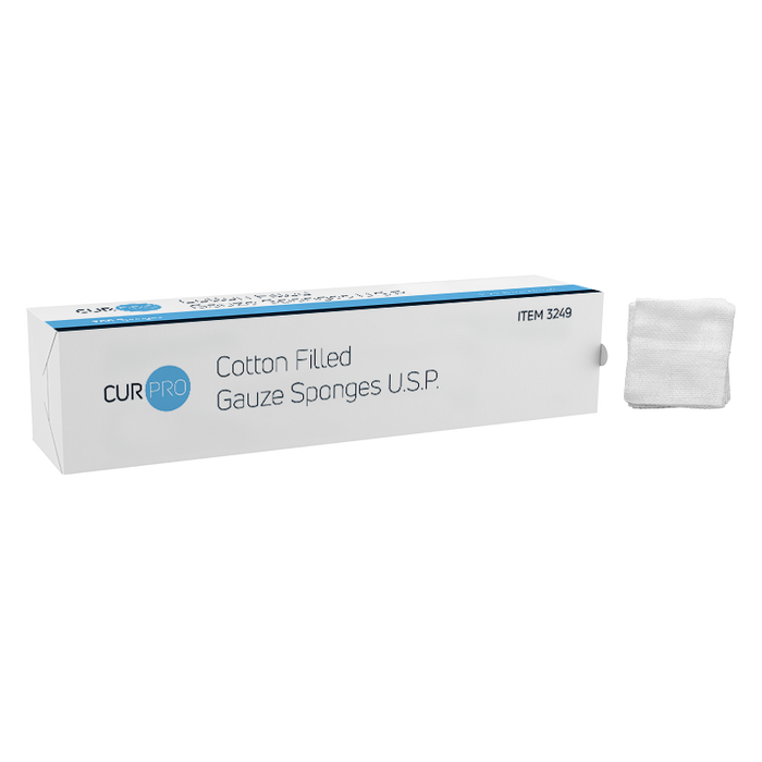 Dynarex 3249 Cotton Filled Gauze Sponge U.S.P., 2" x 2"
