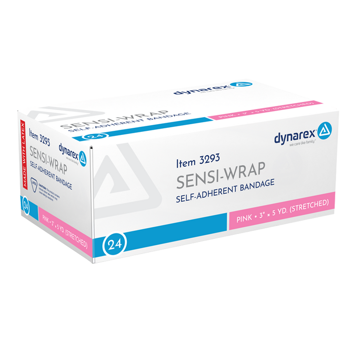 Dynarex 3293 Sensi Wrap, Self-Adherent, 3" x 5 yd Pink