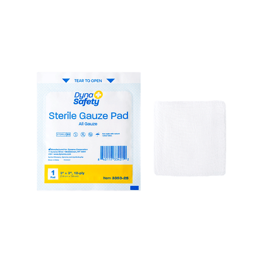 Dynarex 3353 Gauze Pad - Sterile 1's, 3" x 3" 12 Ply