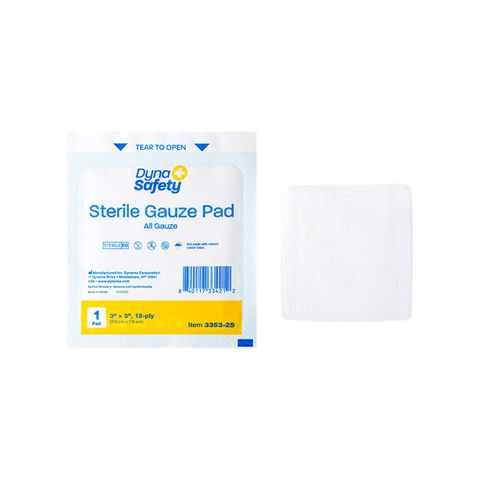 Dynarex 3353 Gauze Pad - Sterile 1's, 3" x 3" 12 Ply