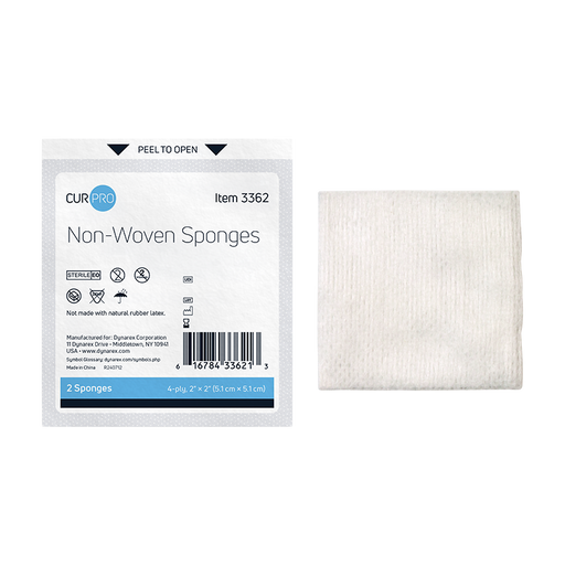 Dynarex 3362 Non-Woven Sponge - Sterile 2's, 2" x 2" 4 Ply