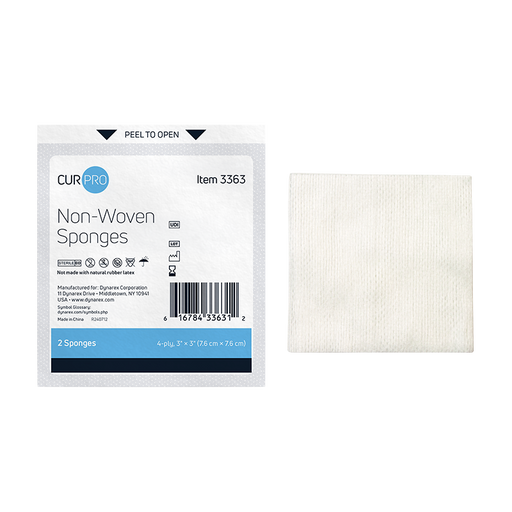 Dynarex 3363 Non-Woven Sponge - Sterile 2's, 3" x 3" 4 Ply