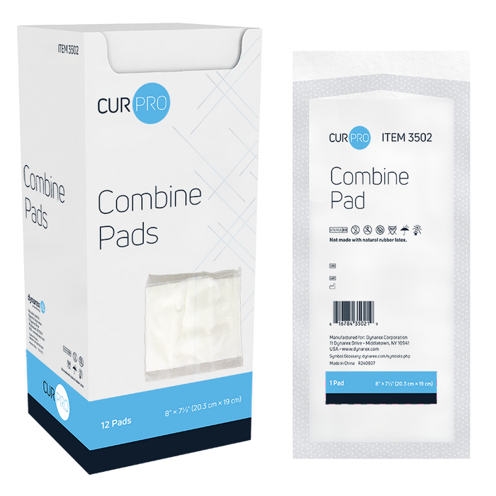 Dynarex 3502 Combine Pads 1/pouch - Sterile, 8" x 7.5"