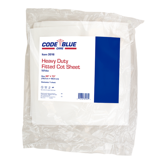 Dynarex 3516 Heavy Duty Fitted Cot Sheet, 30" x 73", White