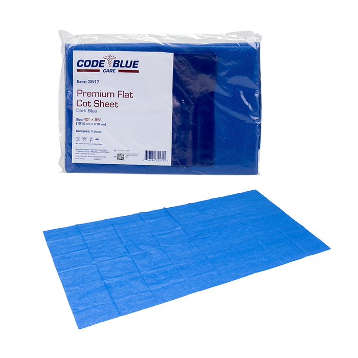 Dynarex 3517 Premium Flat Cot Sheet, 40" x 85", Dark Blue