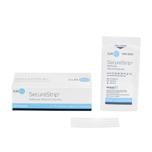 Dynarex 3523 SecureStrip Adhesive Wound Closures - Sterile, 1/4" x 3"