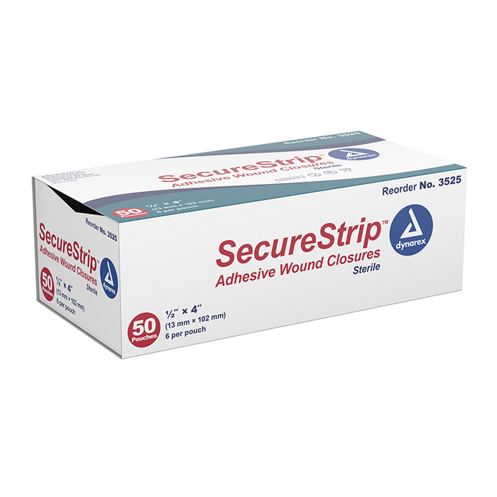 Dynarex 3525 SecureStrip Adhesive Wound Closures - Sterile, 1/2" x 4"