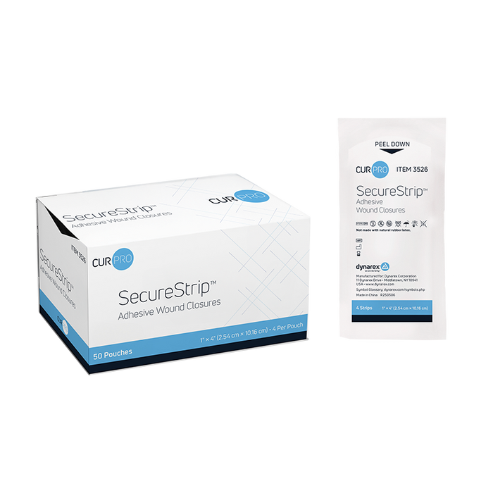 Dynarex 3526 SecureStrip Adhesive Wound Closures - Sterile, 1" x 4"