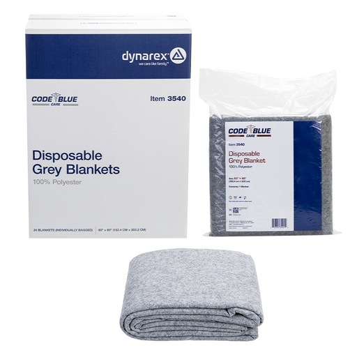 Dynarex 3540 Disposable Grey Blanket - 100% Polyester, 60" x 80"