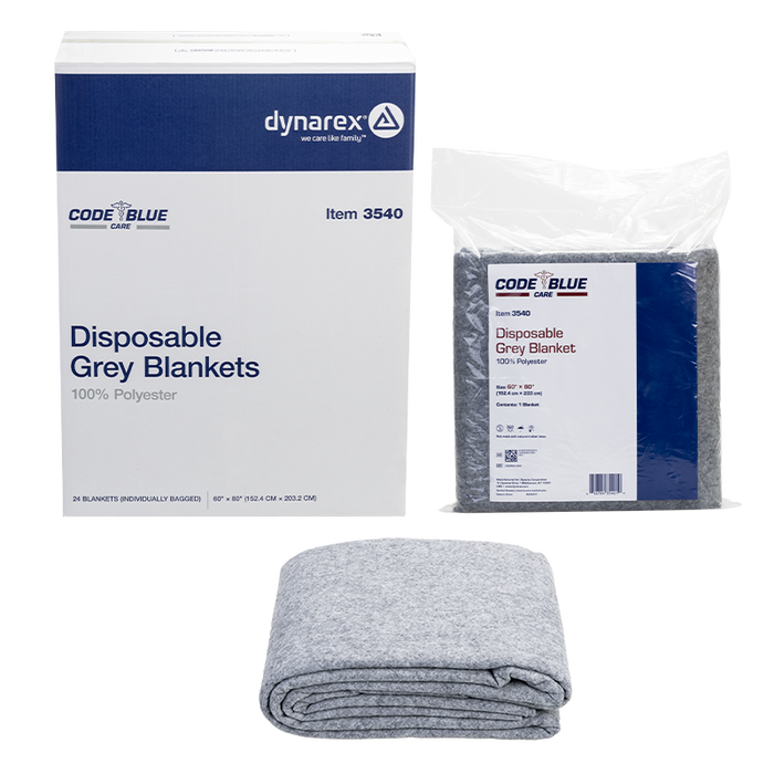 Dynarex 3540 Disposable Grey Blanket - 100% Polyester, 60" x 80"