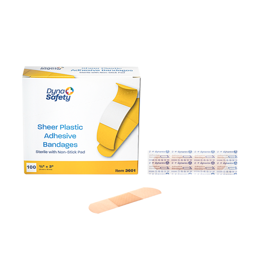 Dynarex 3601 Sheer Plastic Adhesive Bandages - Sterile, 3/4" x 3"