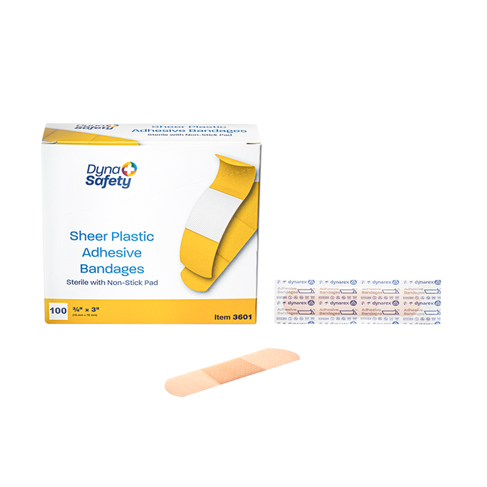 Dynarex 3601 Sheer Plastic Adhesive Bandages - Sterile, 3/4" x 3"