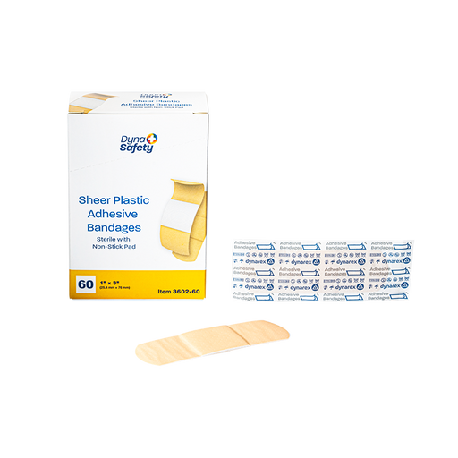 Dynarex 3602 Sheer Plastic Adhesive Bandages - Sterile, 1" x 3"