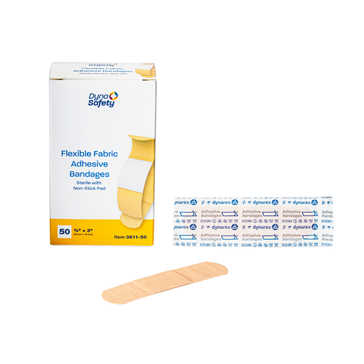 Dynarex 3611 Flexible Fabric Adhesive  Bandages - Sterile, 3/4" x 3"