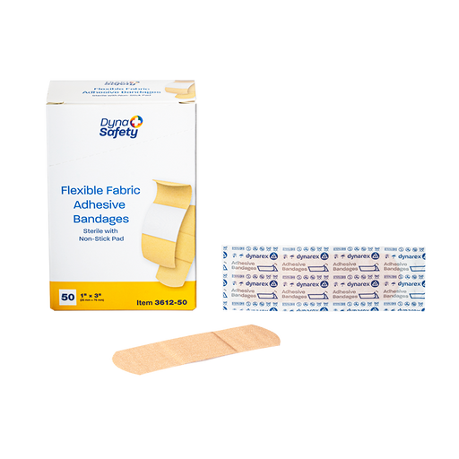 Dynarex 3612 Flexible Fabric Adhesive Bandages - Sterile, 1" x 3"