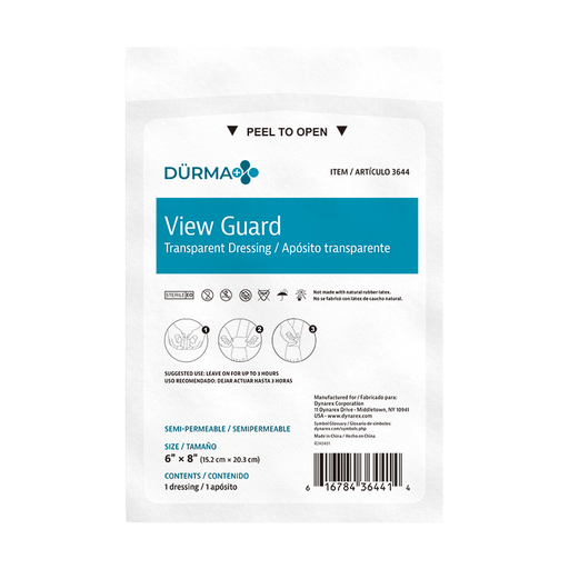 Dynarex 3644 View Guard Transparent Dressings - Sterile, 6" x 8"