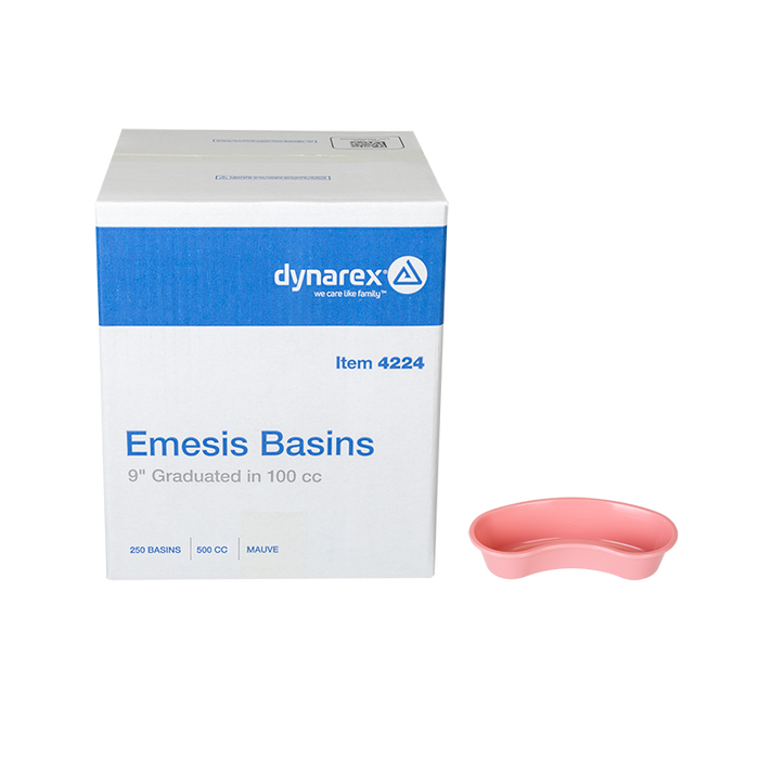 Dynarex 4224 Emesis Basin 9" 500cc Capacity Graduated in 100cc Increments, Mauve