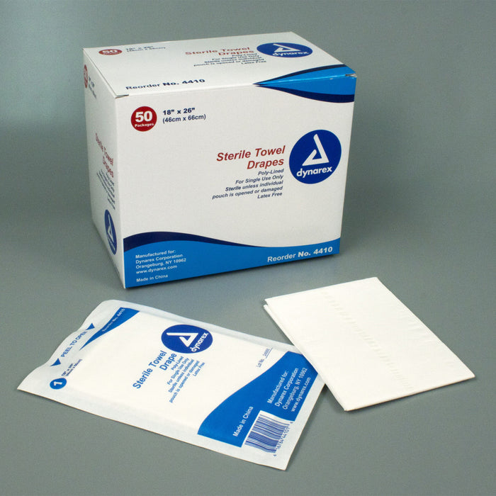 Dynarex 4410 Disposable Towel Drapes Plain - Sterile, 18" x 26"