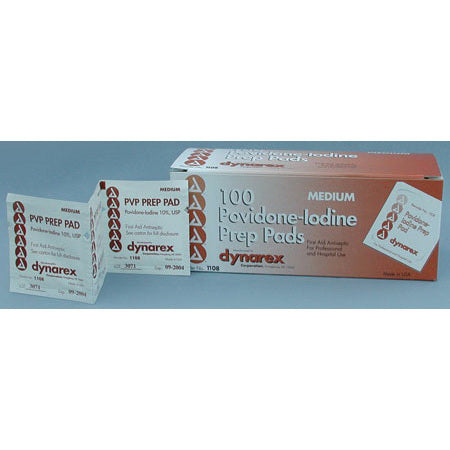 Dynarex 1108 Povidone Iodine Prep Pad, Medium