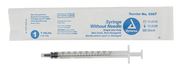 Dynarex 6987 Syringe without Needle - Non Toxic - Luer Slip, 1 cc
