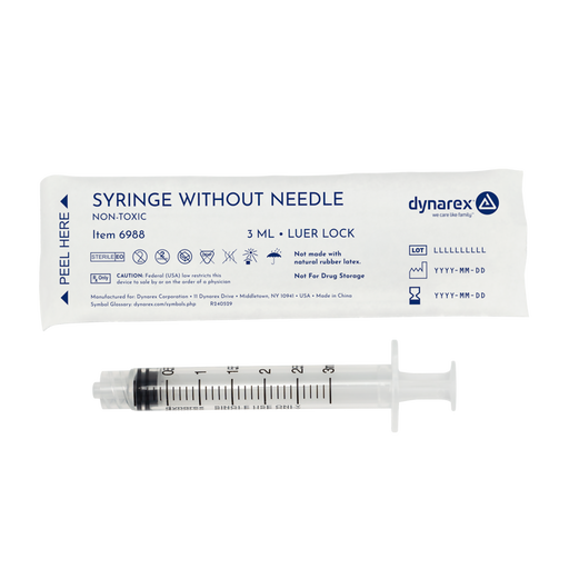 Dynarex Luer-Lock Syringes without Needles, 3 cc product image