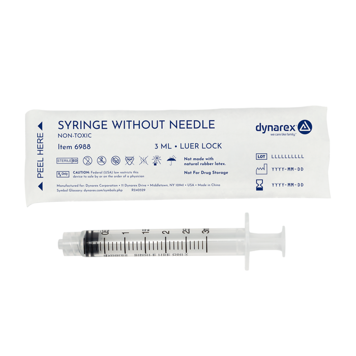 Dynarex Luer-Lock Syringes without Needles, 3 cc product image