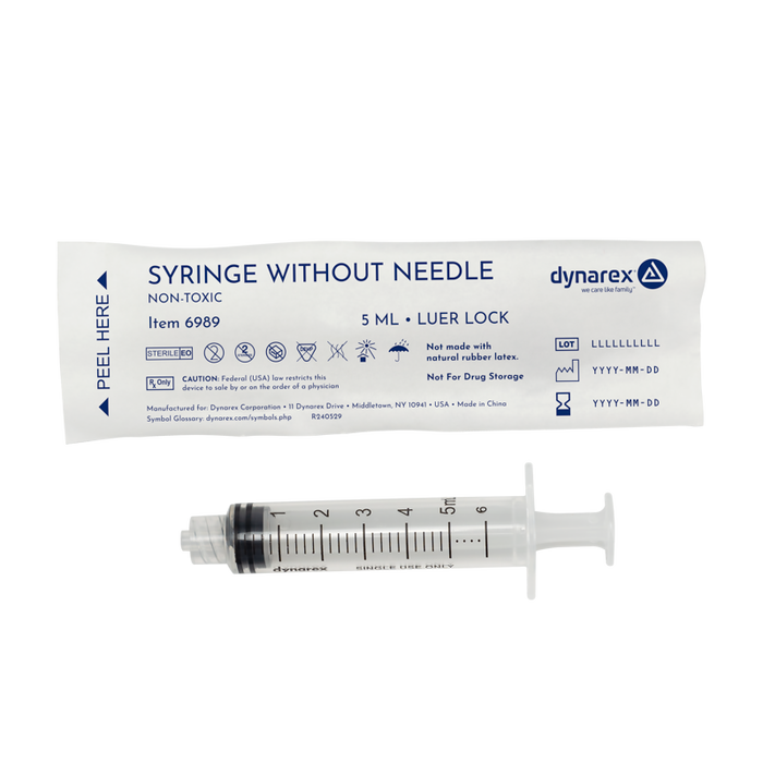 Dynarex Luer-Lock Syringes without Needles, 5 cc product image
