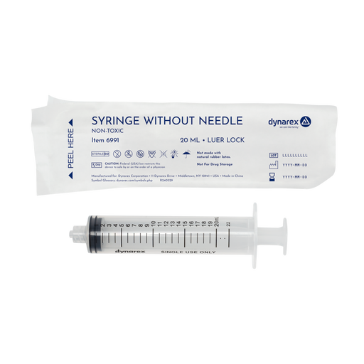 Dynarex 6991 Syringe without Needle - Non Toxic - Luer Lock, 20 cc