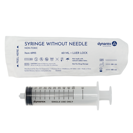 Dynarex 6993 Syringe without Needle - Non Toxic - Luer Lock, 60 cc