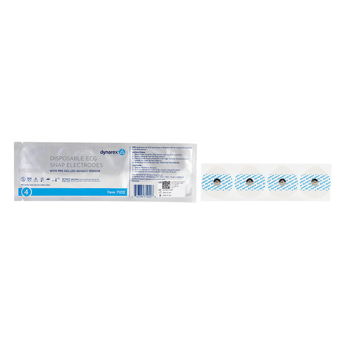 Dynarex 7102 ECG Snap Electrode, 50 mm x 55 mm - Adult