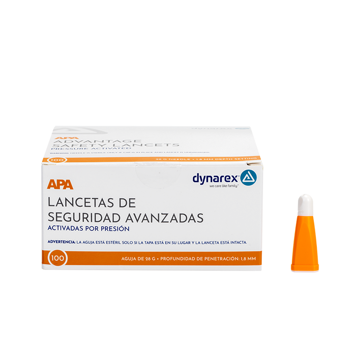 Dynarex 7134 Advantage Pressure Activated Safety Lancets - Sterile, 28G, 1.8 mm
