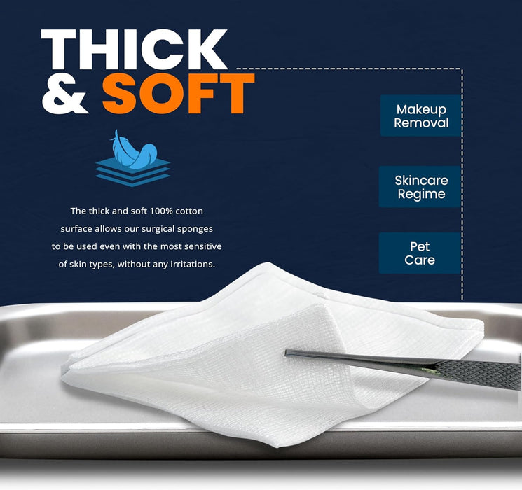 MedPride Gauze Sponges – Non-Sterile – 4” x 4” – 12 Ply – 2,000 Total (10 Packs of 200)