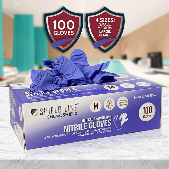 ChemoShield 4Mil Nitrile Medical Exam Gloves – Powder-Free – 1,000/Case (10 Boxes of 100)