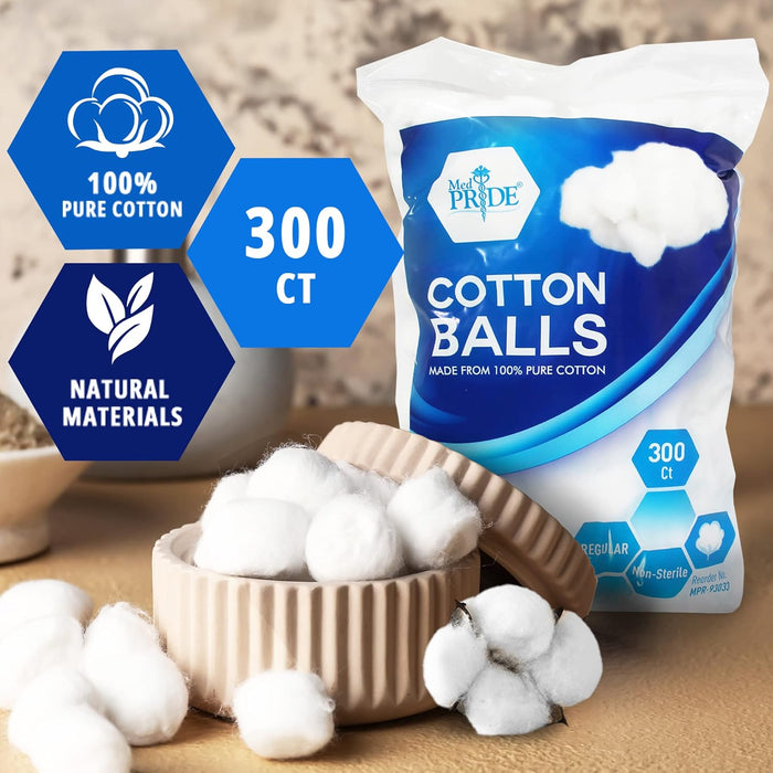 Cotton Balls – Regular Size – 300 Count Bags – 48 Bags/Case (14,400 Total)