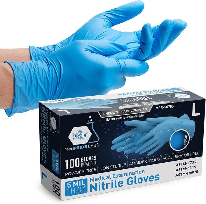 Ultimate Blue/Black Nitrile Gloves | 5 Mil | Powder-Free, Latex-Free, Exam Grade | Medical, Lab, Food Service, Tattoo, Cleaning, Dental, Chemotherapy Compliant – 1,000/Case (10 Boxes of 100)