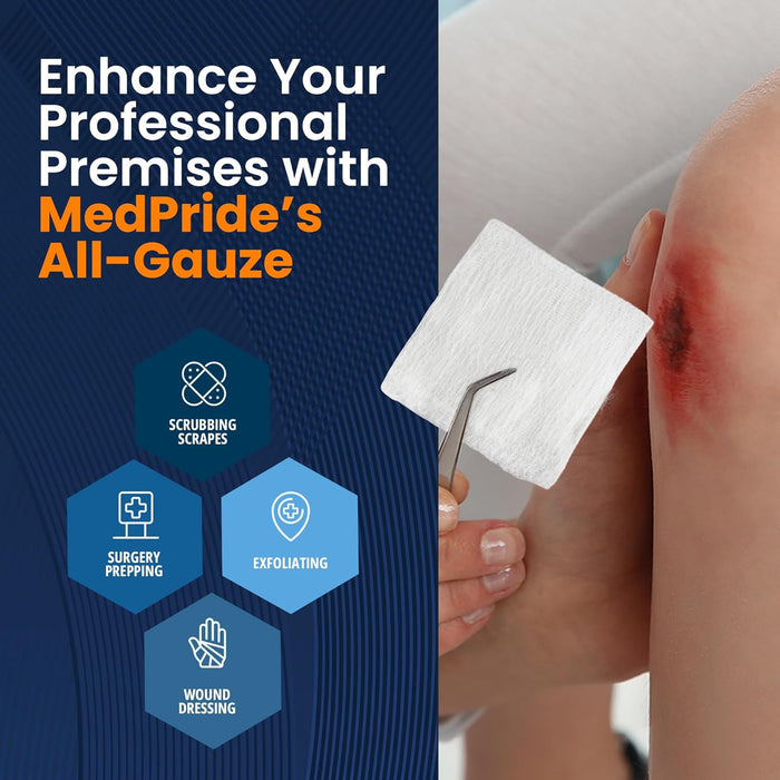 MedPride Gauze Sponges – Non-Sterile – 4” x 4” – 12 Ply – 2,000 Total (10 Packs of 200)