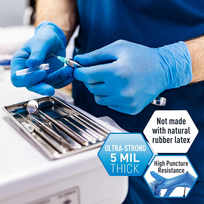 Ultimate Blue/Black Nitrile Gloves | 5 Mil | Powder-Free, Latex-Free, Exam Grade | Medical, Lab, Food Service, Tattoo, Cleaning, Dental, Chemotherapy Compliant – 1,000/Case (10 Boxes of 100)