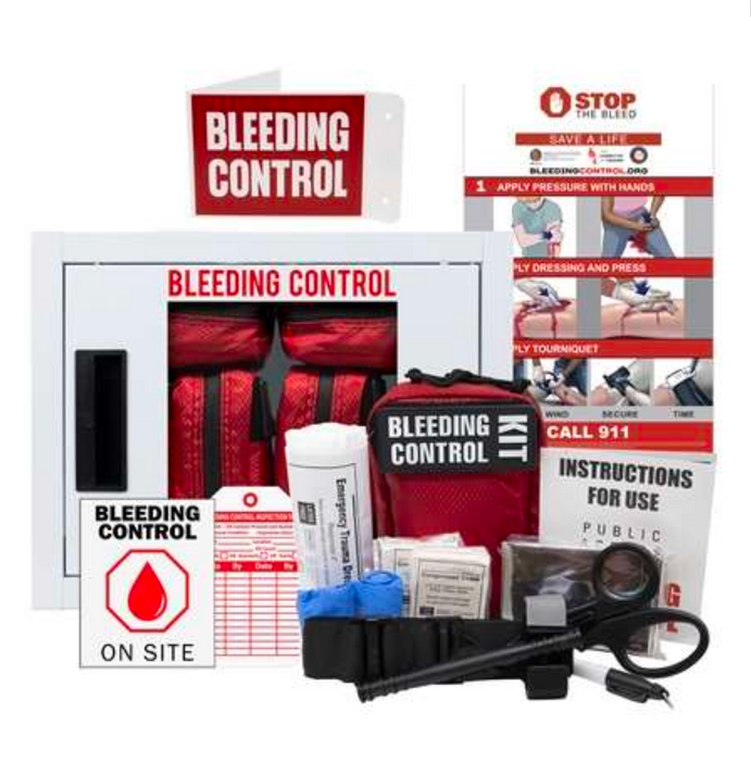 California Bill AB2260 Compliant Bleeding Control Kit Bundle With Cabinet (6 Kits) CAT