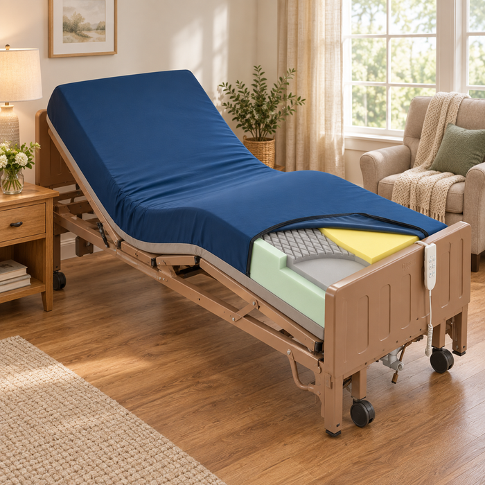 Dynarex Luxury Comfort Homecare Bed Package with Tri-Layer Mattress & Full Rails