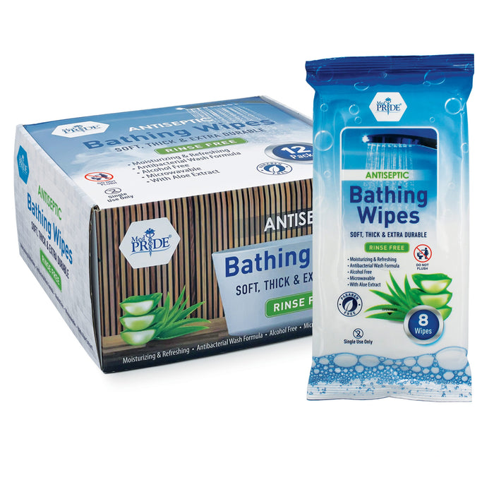 BZK Bath Wipes 8x8 – 8-Count Packs, 12 Packs/Box, 2 Boxes/Case (192 Wipes Total)