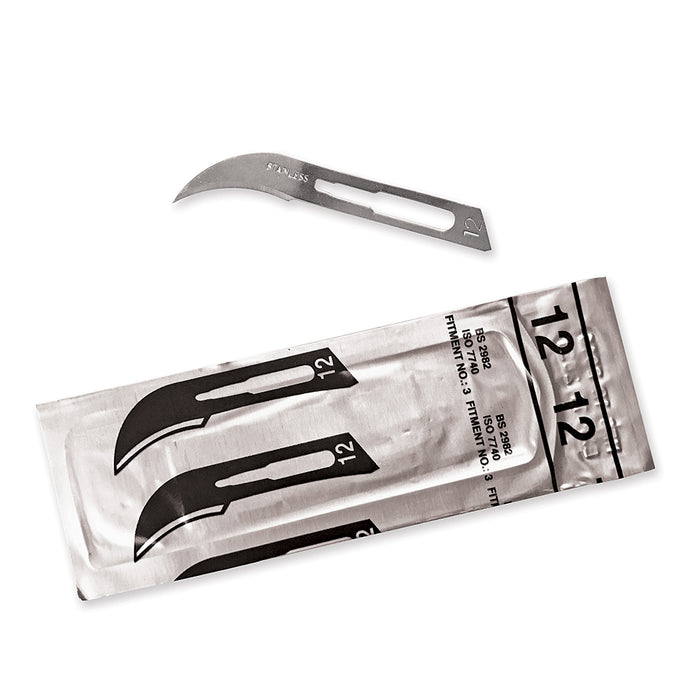 Disposable Scalpels – Stainless Steel, Sterile, Size #12 (100 Count)